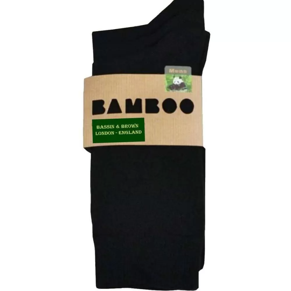 Bassin and Brown Men's Socks^Black 3 Pack Plain Bamboo Socks