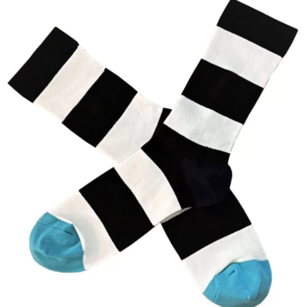 Bassin and Brown Men's Socks^Black Block Stripe Socks