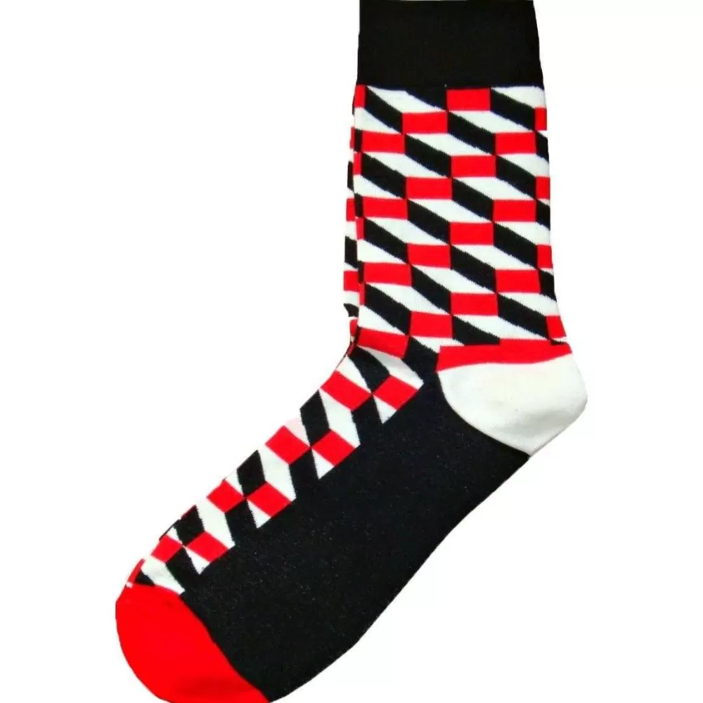Bassin and Brown Men's Socks^Black Opitical Check Socks