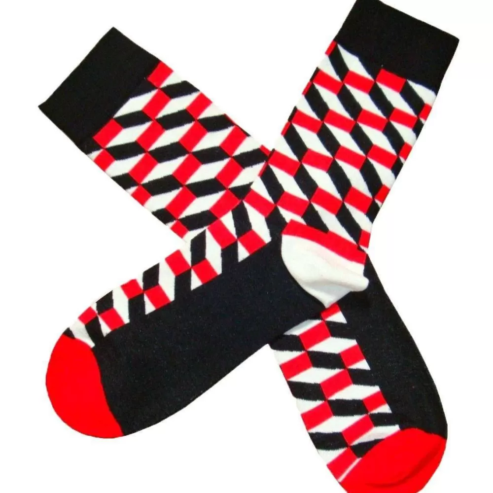 Bassin and Brown Men's Socks^Black Opitical Check Socks