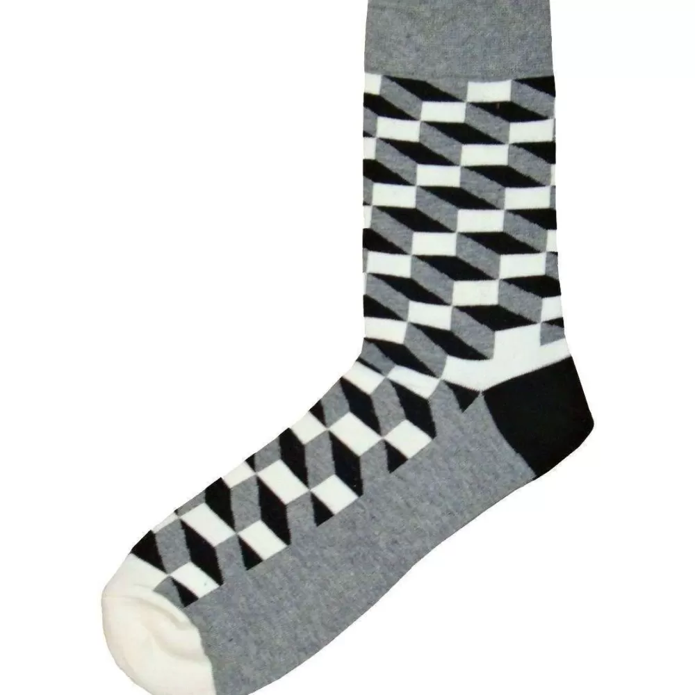 Bassin and Brown Men's Socks^Black Optical Check Socks