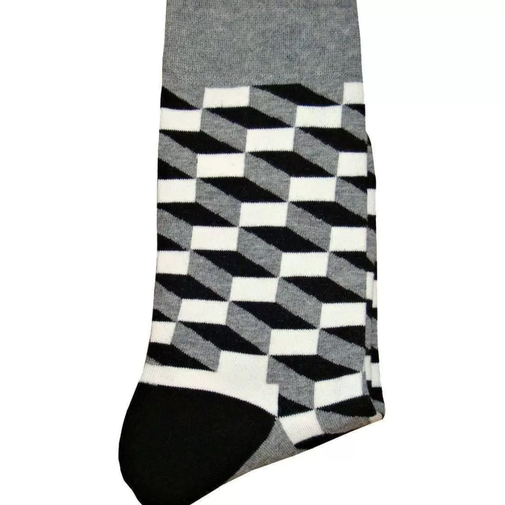Bassin and Brown Men's Socks^Black Optical Check Socks