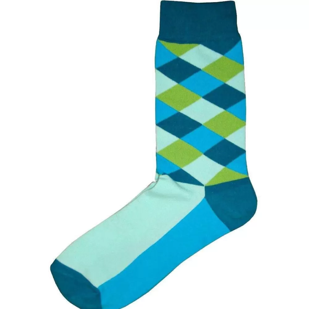 Bassin and Brown Men's Socks^Blue Diamond Check Socks