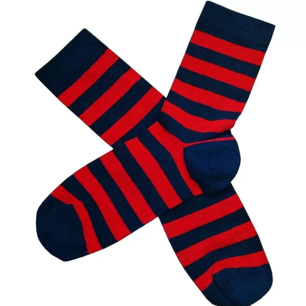 Bassin and Brown Men's Socks^Blue Hooped Stripe Socks