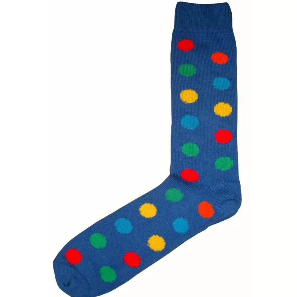 Bassin and Brown Men's Socks^Blue Spotted Midcalf Socks
