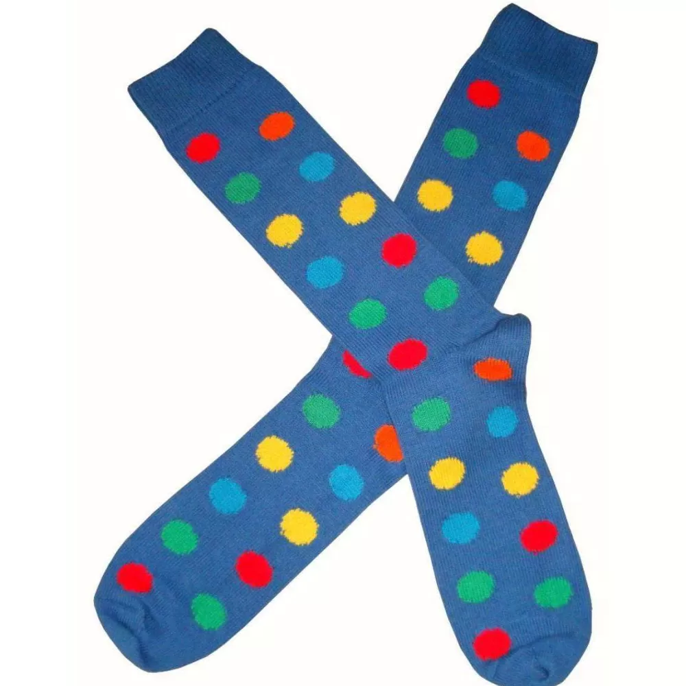 Bassin and Brown Men's Socks^Blue Spotted Midcalf Socks