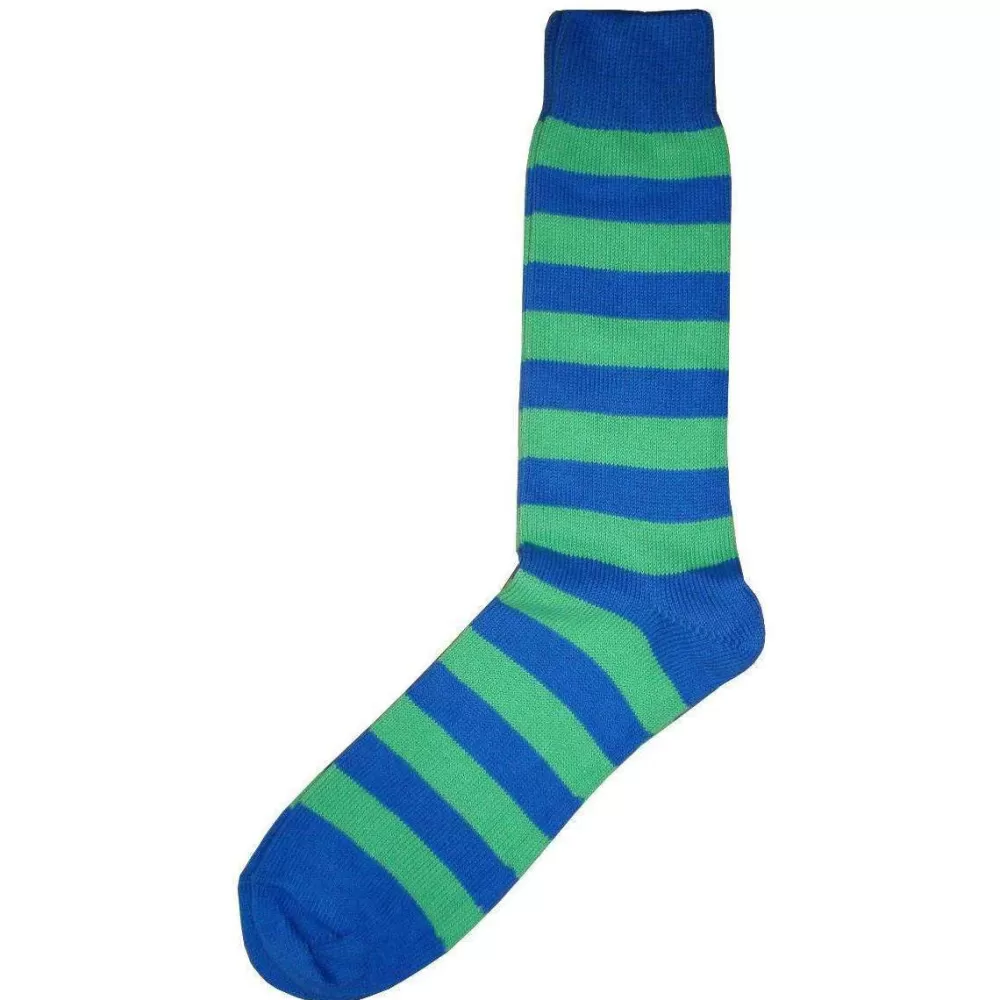 Bassin and Brown Men's Socks^Blue Striped Midcalf Socks