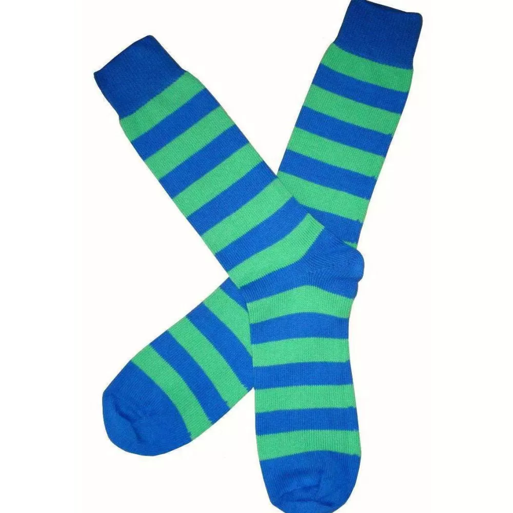 Bassin and Brown Men's Socks^Blue Striped Midcalf Socks