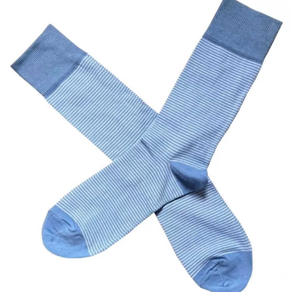Bassin and Brown Men's Socks^Blue Thin Stripe Socks