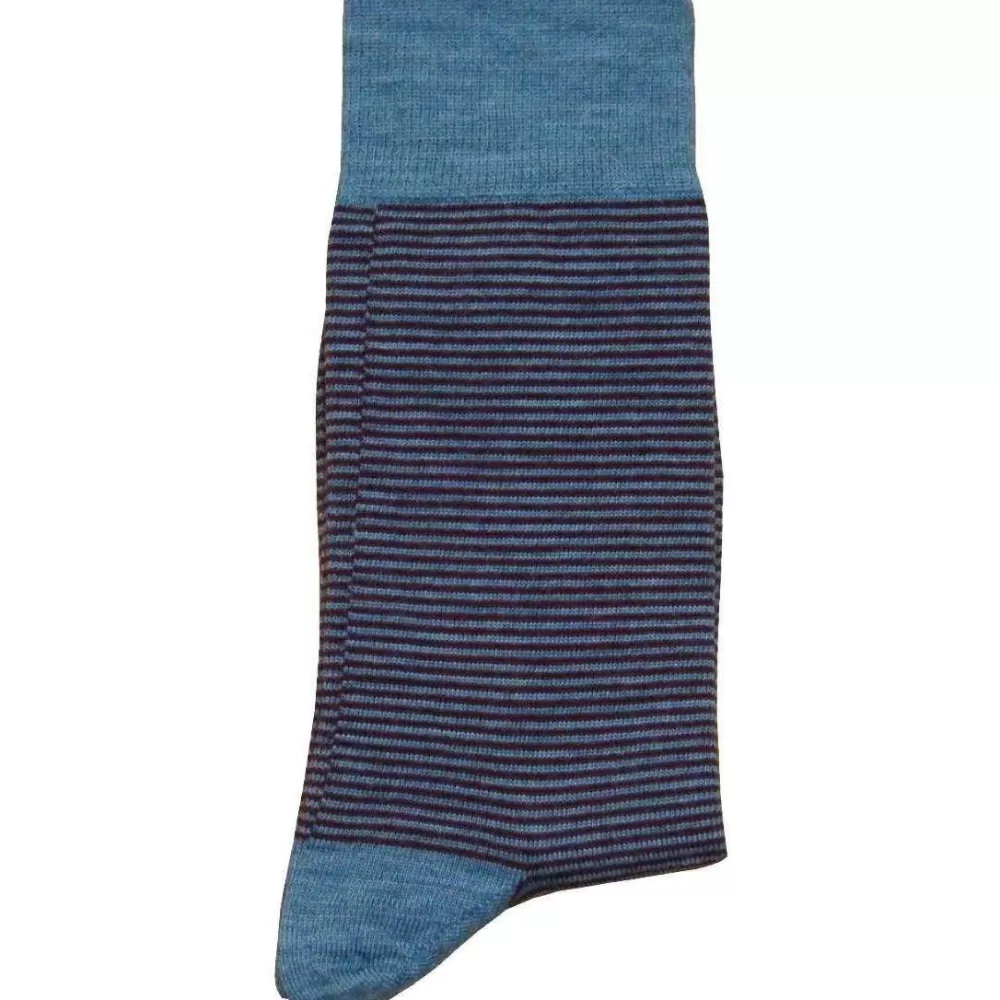 Bassin and Brown Men's Socks^Blue Thin Stripe Socks