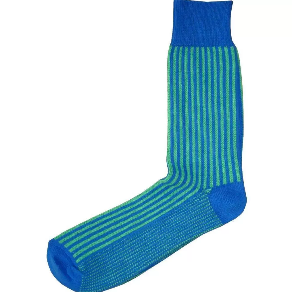 Bassin and Brown Men's Socks^Blue Vertical Stripe Socks