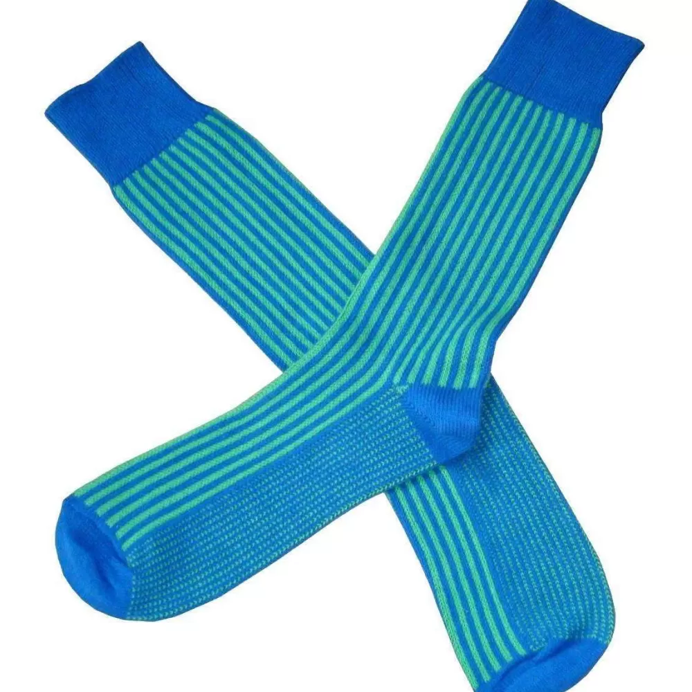 Bassin and Brown Men's Socks^Blue Vertical Stripe Socks