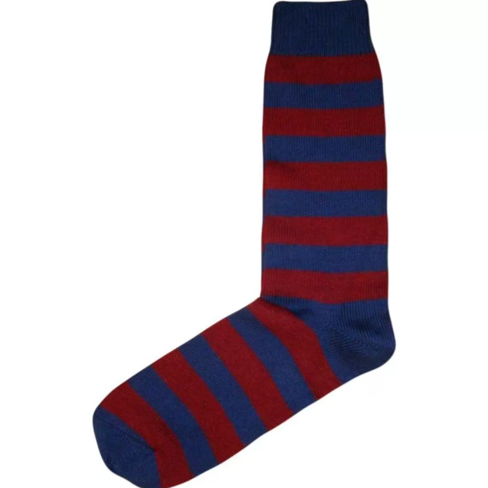 Bassin and Brown Men's Socks^Burgundy Hooped Stripe Socks