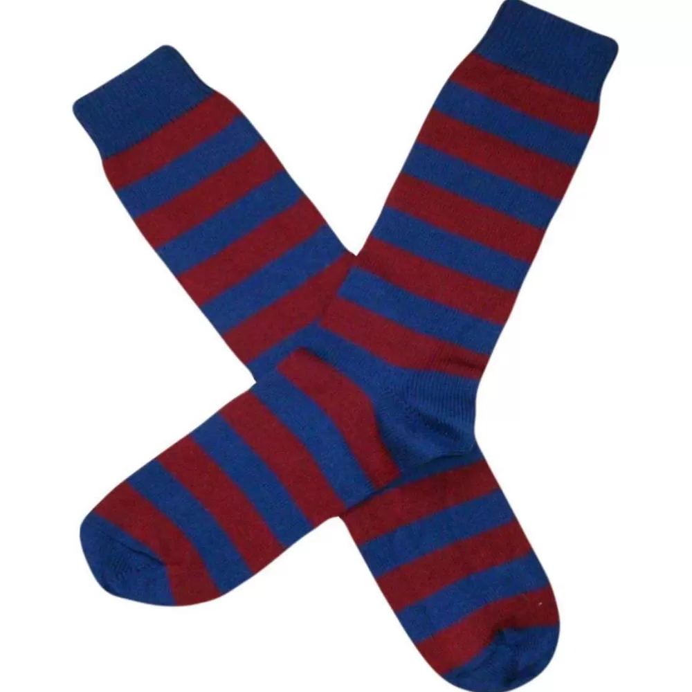 Bassin and Brown Men's Socks^Burgundy Hooped Stripe Socks