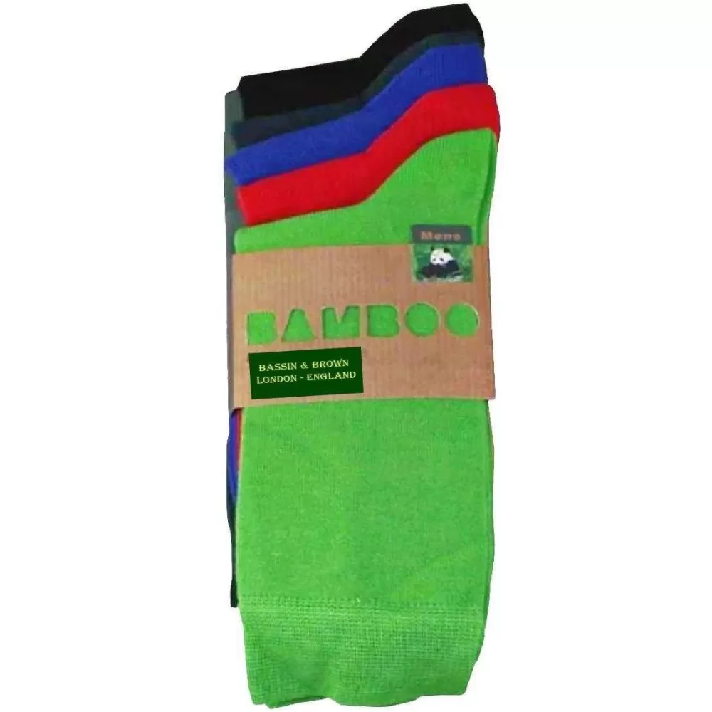 Bassin and Brown Men's Socks^Green 5 Pack Plain Bamboo Socks