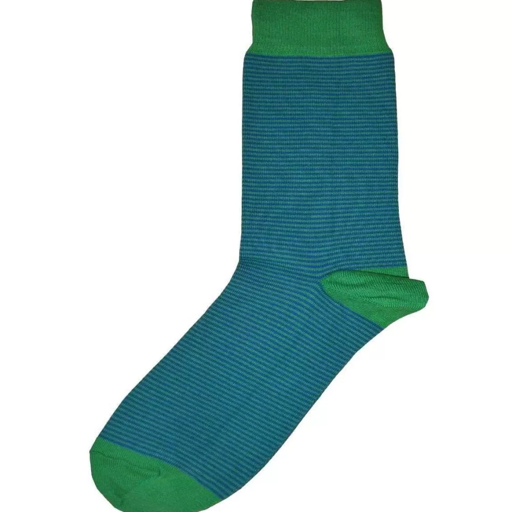 Bassin and Brown Men's Socks^Green Narrow Stripe Socks