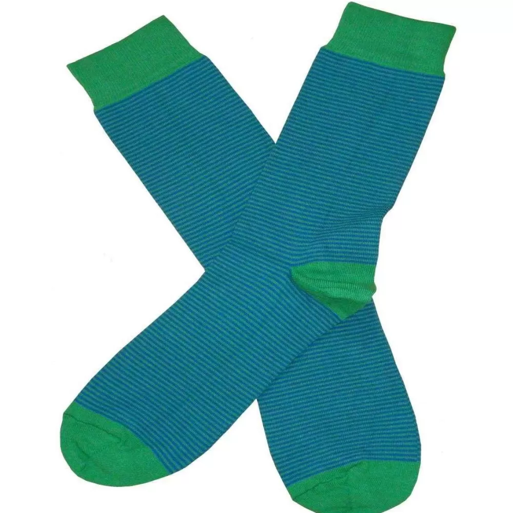 Bassin and Brown Men's Socks^Green Narrow Stripe Socks