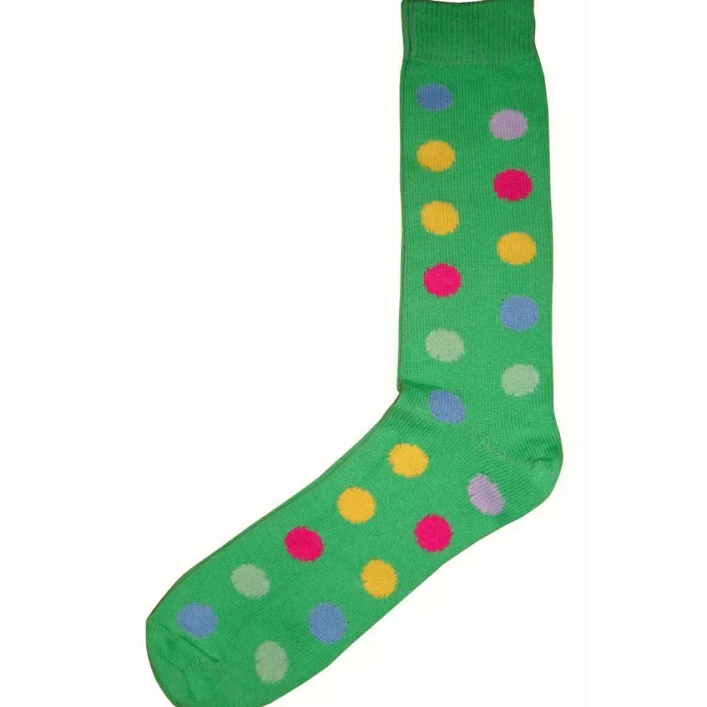 Bassin and Brown Men's Socks^Green Spotted Midcalf Socks
