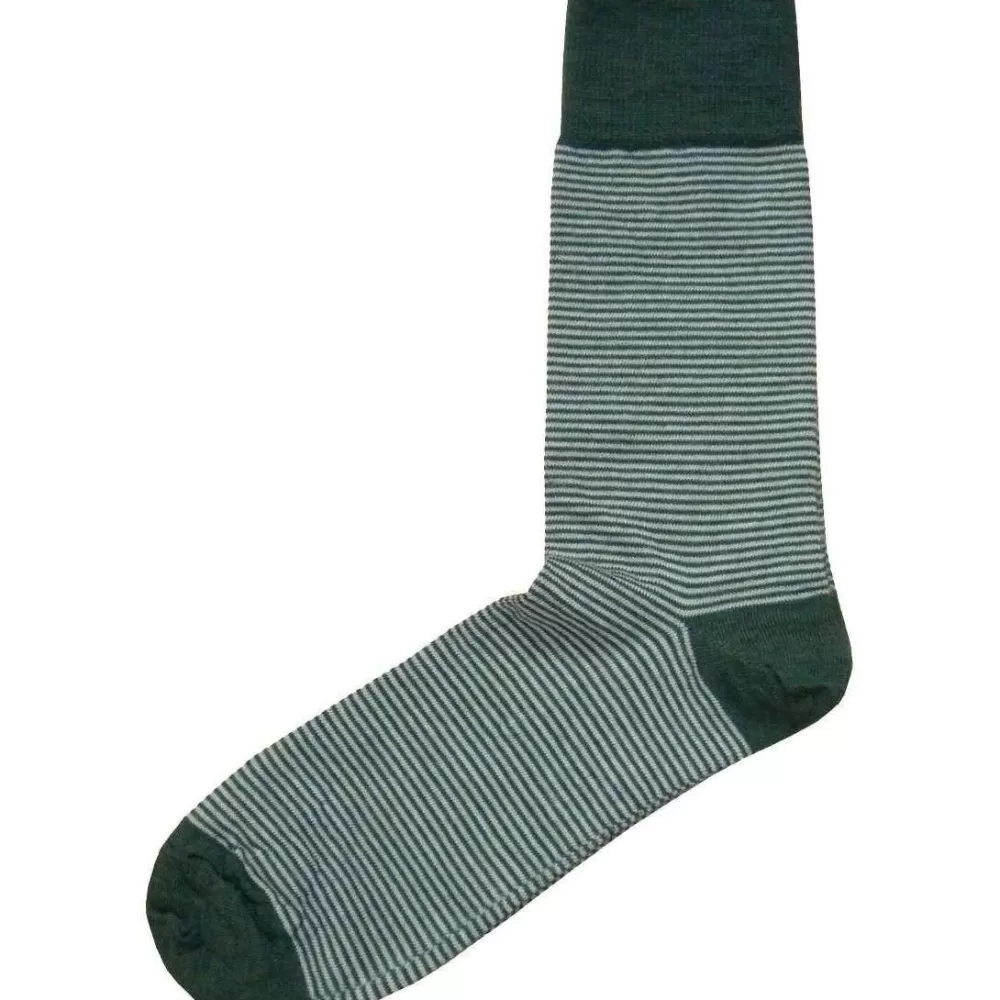 Bassin and Brown Men's Socks^Green Thin Stripe Socks