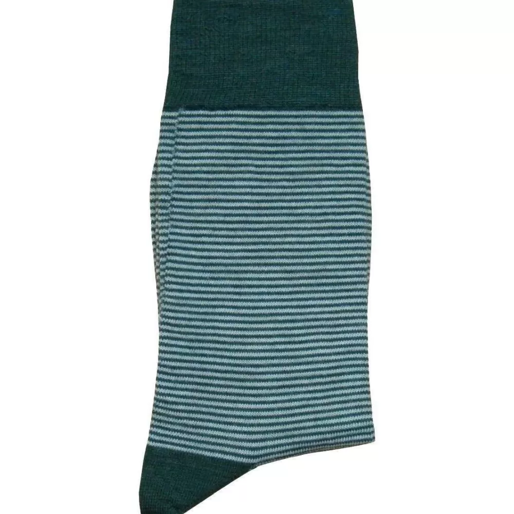 Bassin and Brown Men's Socks^Green Thin Stripe Socks