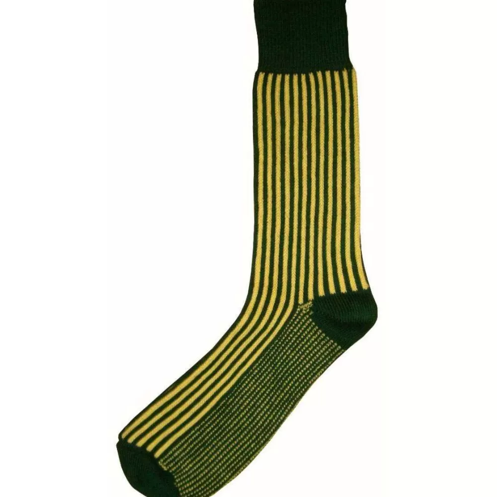 Bassin and Brown Men's Socks^Green Vertical Stripe Midcalf Socks