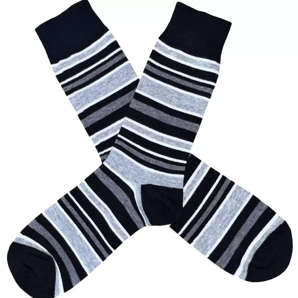 Bassin and Brown Men's Socks^Grey Multi Striped Socks