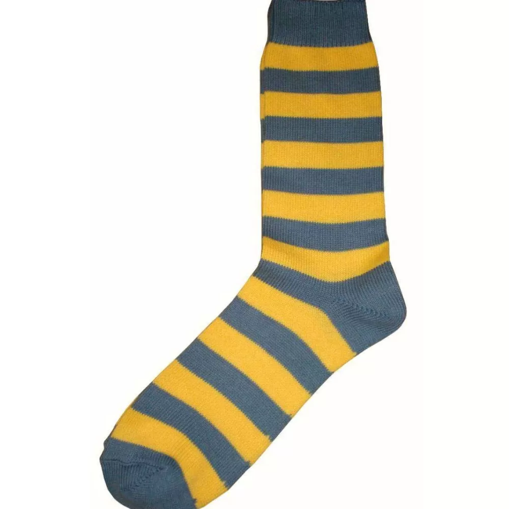 Bassin and Brown Men's Socks^Grey Striped Midcalf Socks