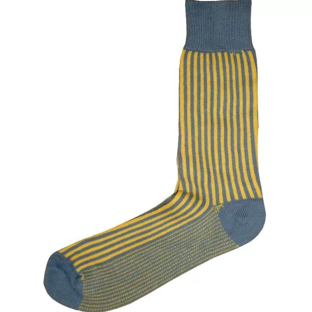 Bassin and Brown Men's Socks^Grey Vertical Stripe Midcalf Socks