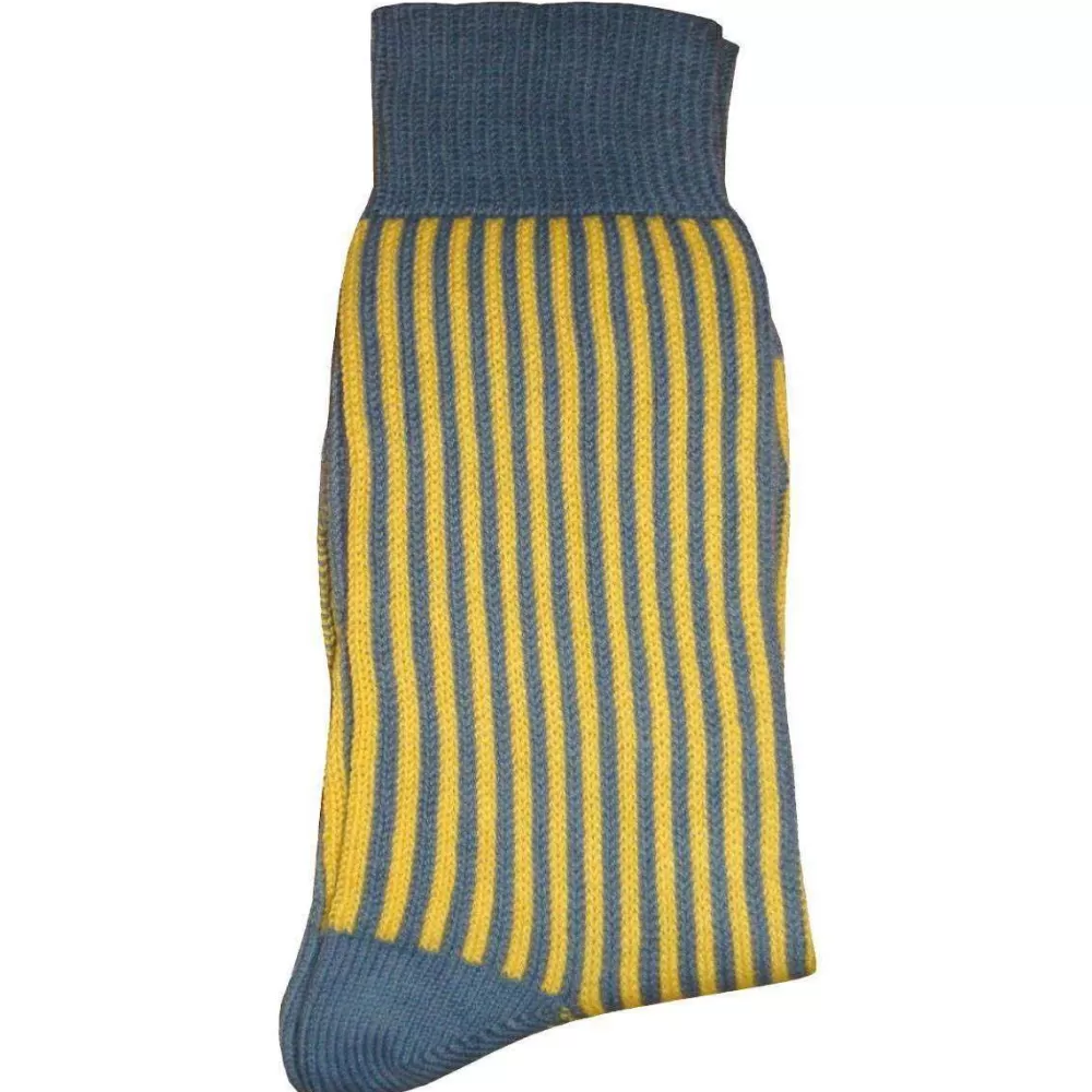Bassin and Brown Men's Socks^Grey Vertical Stripe Midcalf Socks