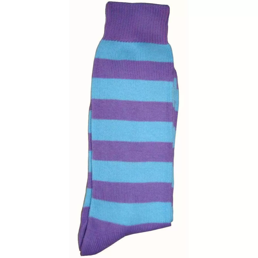 Bassin and Brown Men's Socks^Lilac Striped Midcalf Socks