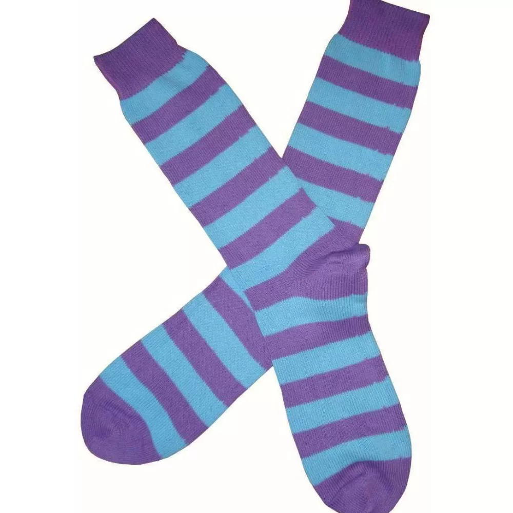 Bassin and Brown Men's Socks^Lilac Striped Midcalf Socks