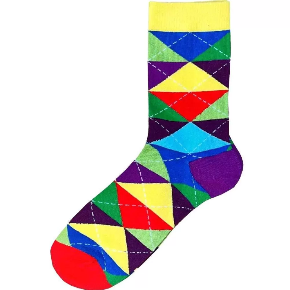 Bassin and Brown Men's Socks^Multi-Colour Argyle Multi Check Socks
