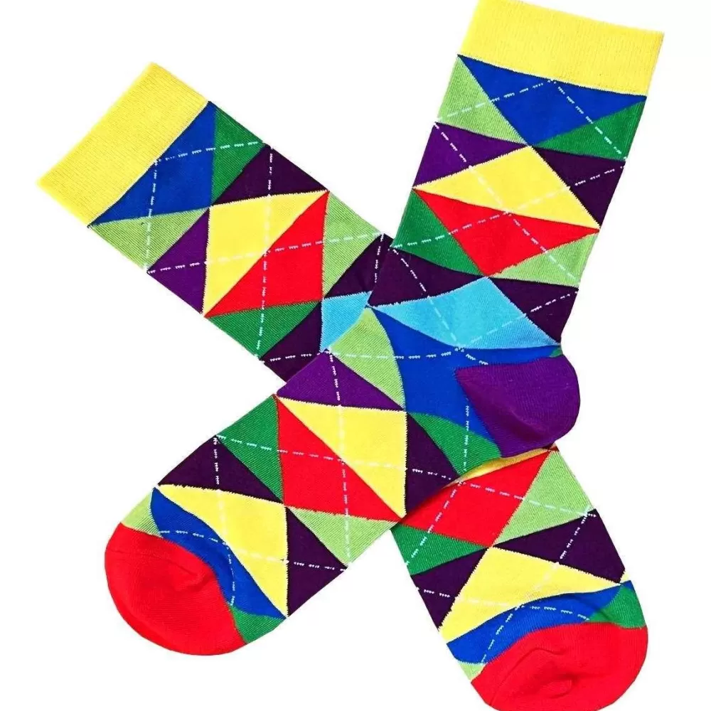 Bassin and Brown Men's Socks^Multi-Colour Argyle Multi Check Socks