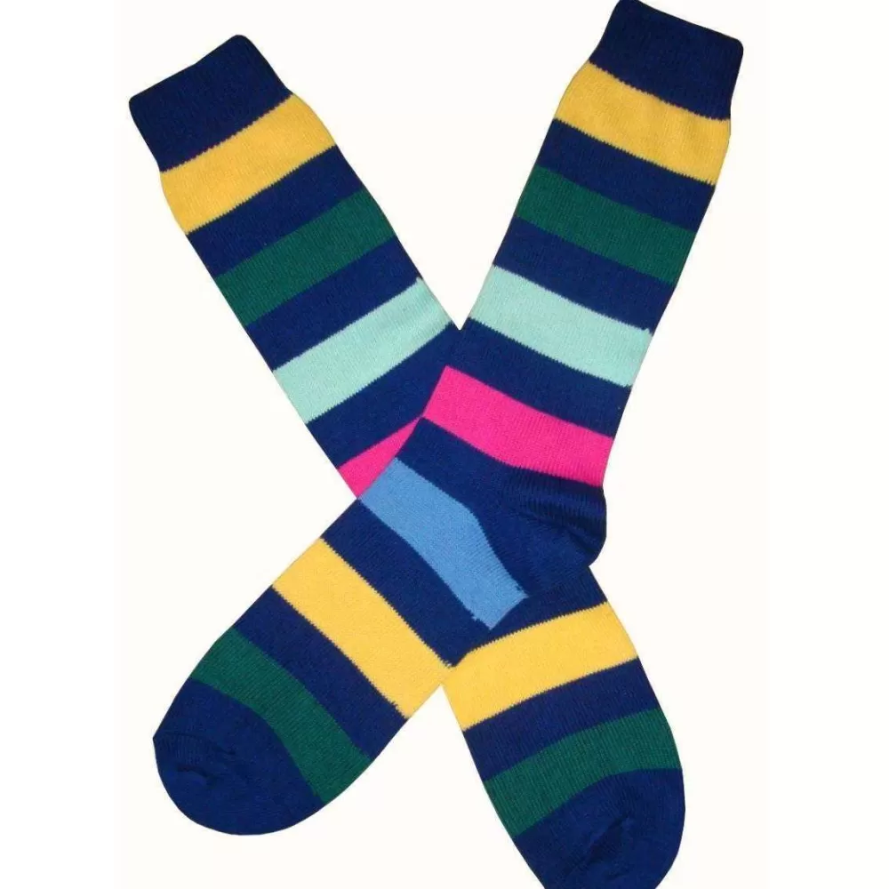 Bassin and Brown Men's Socks^Navy Multi Stripe Socks