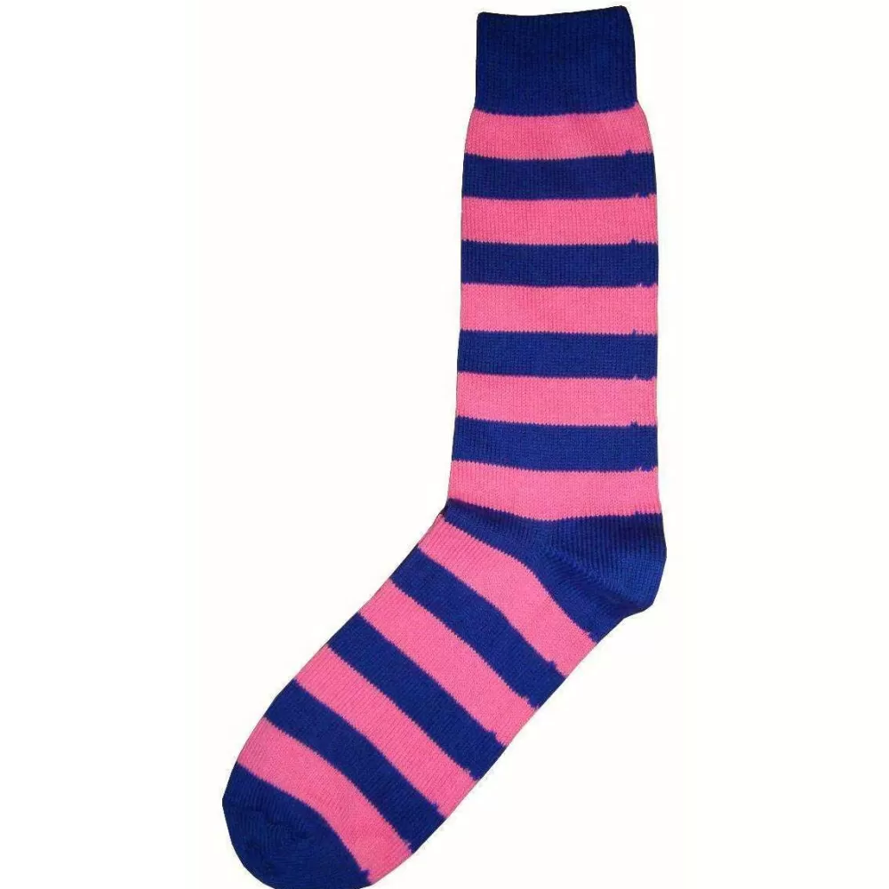 Bassin and Brown Men's Socks^Navy Striped Midcalf Socks