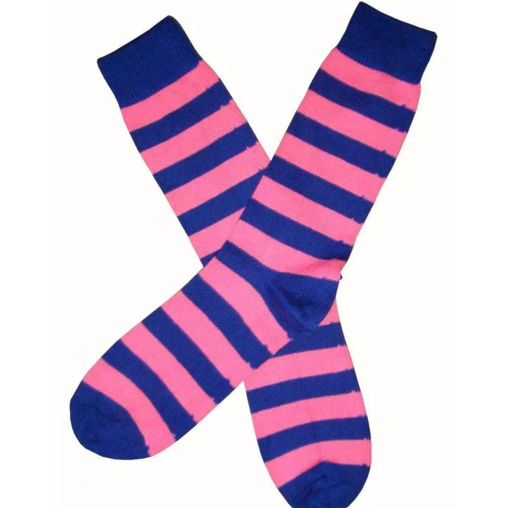 Bassin and Brown Men's Socks^Navy Striped Midcalf Socks