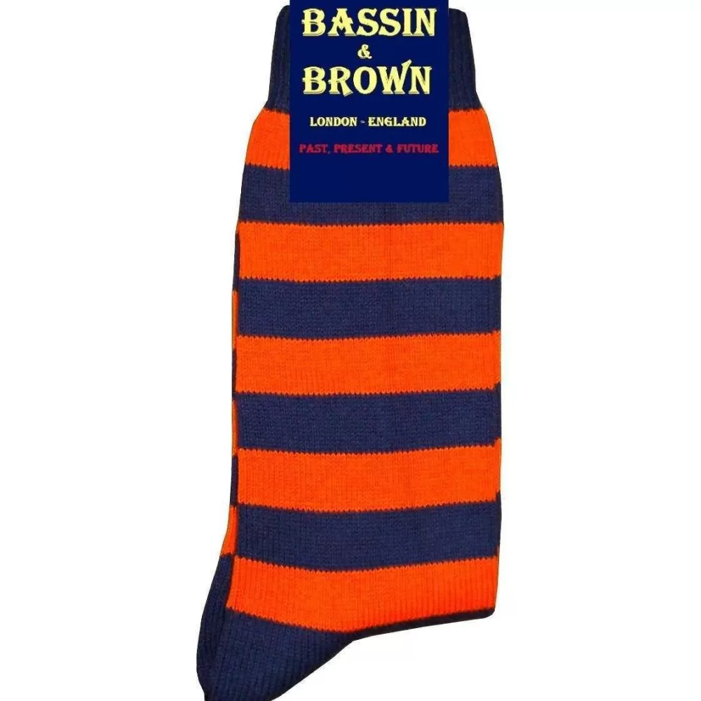 Bassin and Brown Men's Socks^Orange Hooped Stripe Socks