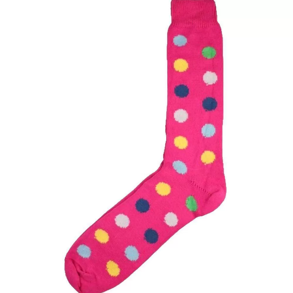 Bassin and Brown Men's Socks^Pink Spotted Midcalf Socks