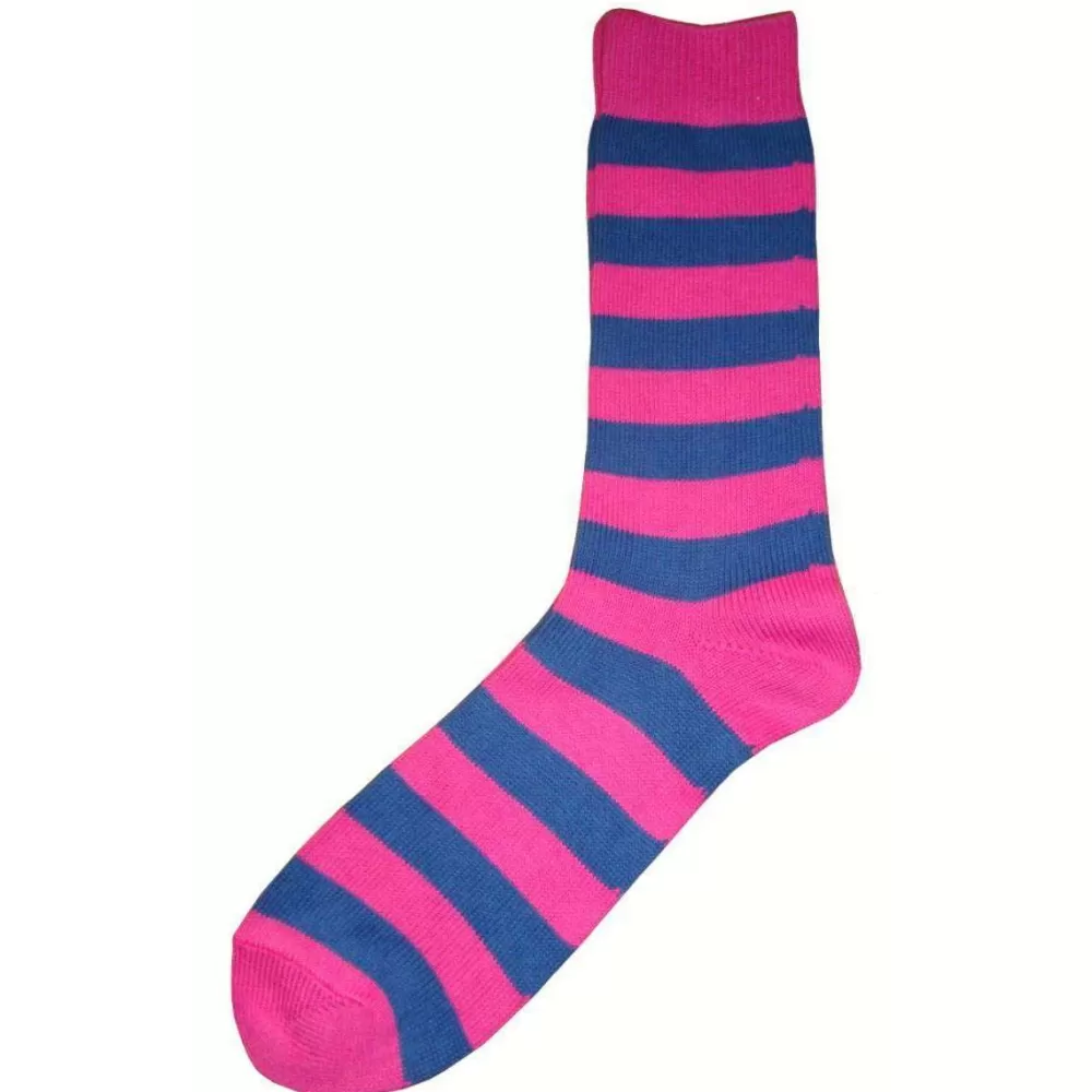 Bassin and Brown Men's Socks^Pink Striped Midcalf Socks