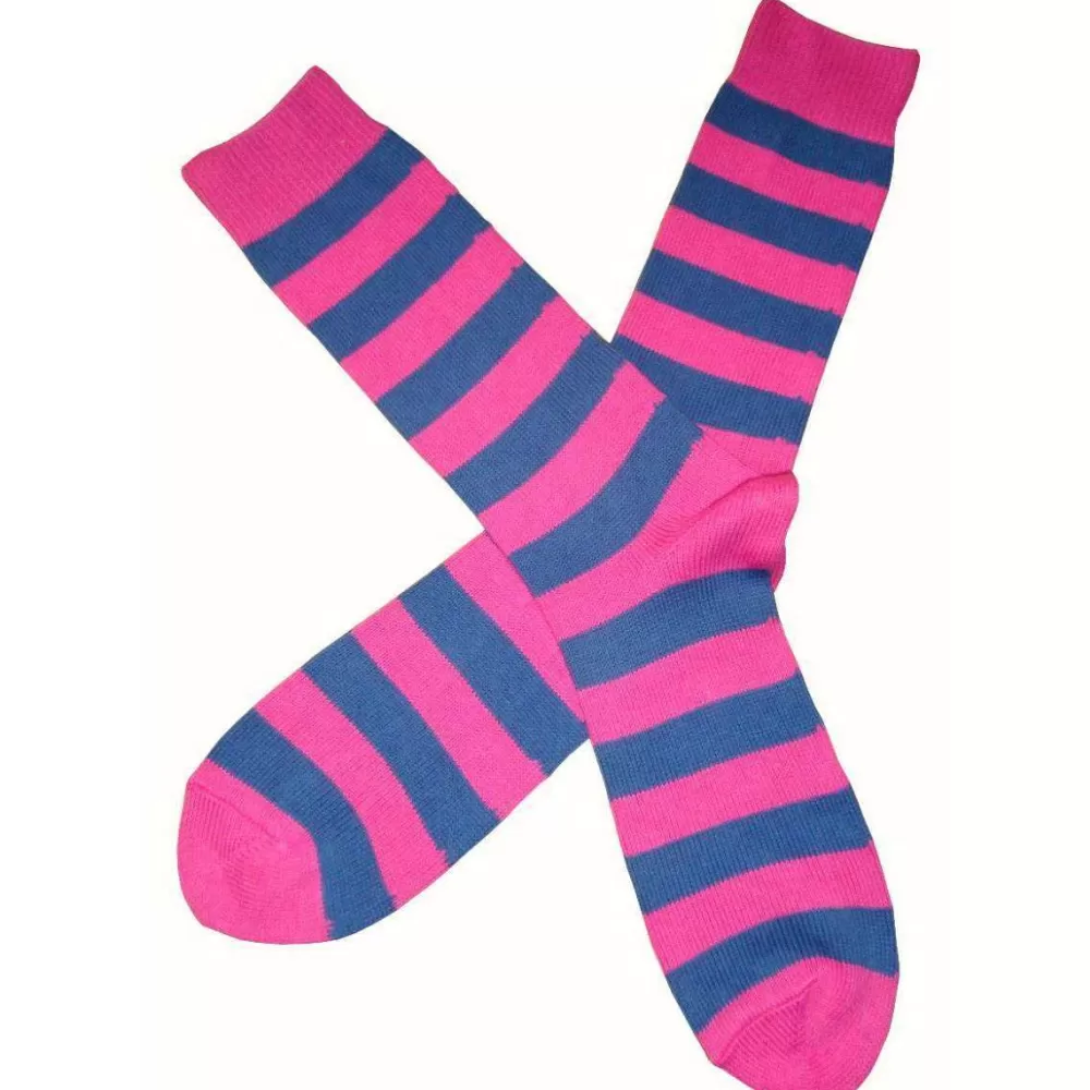 Bassin and Brown Men's Socks^Pink Striped Midcalf Socks