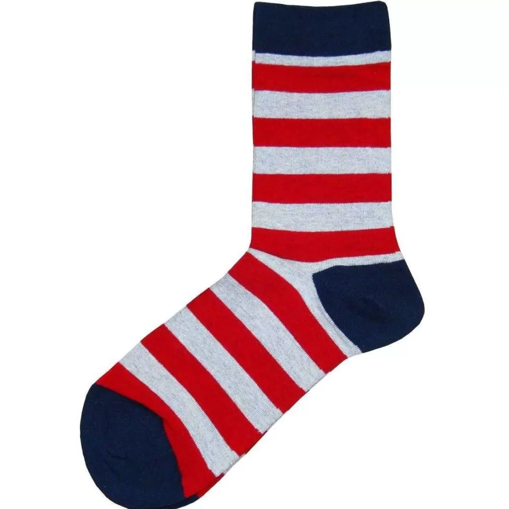Bassin and Brown Men's Socks^Red Hooped Stripe Socks