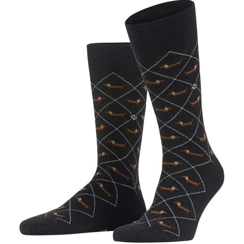 Burlington Men's Socks^Black Dachshund Socks