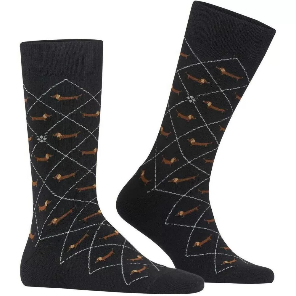 Burlington Men's Socks^Black Dachshund Socks