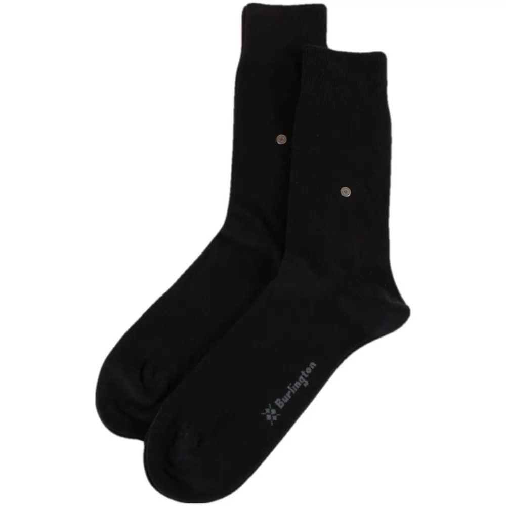 Burlington Men's Socks^Black Everyday Combed Cotton 2 Pack Socks
