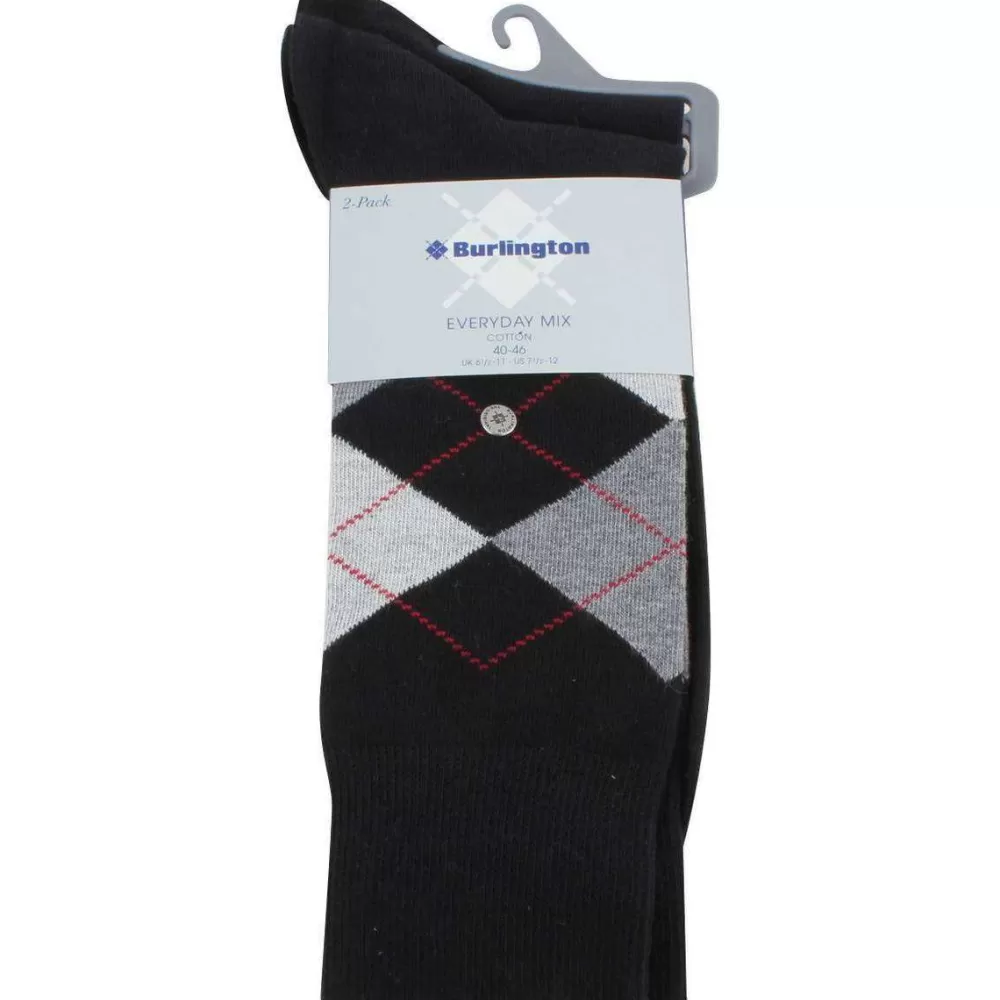 Burlington Men's Socks^Black Everyday Mix 2 Pack Socks