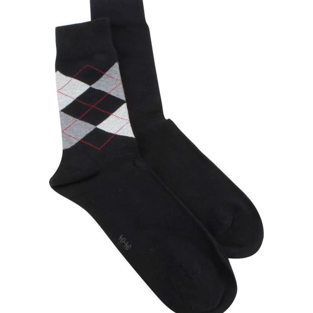 Burlington Men's Socks^Black Everyday Mix 2 Pack Socks