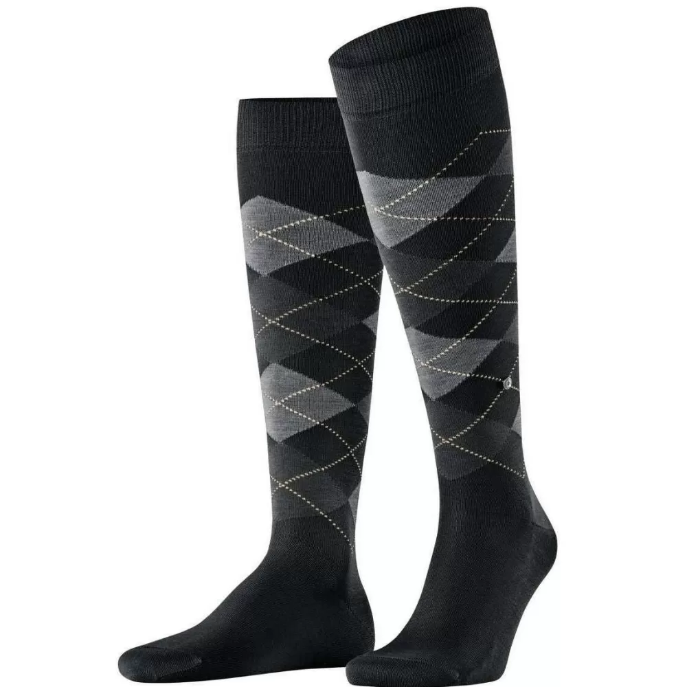 Burlington Men's Socks^Black Manchester Knee High Socks