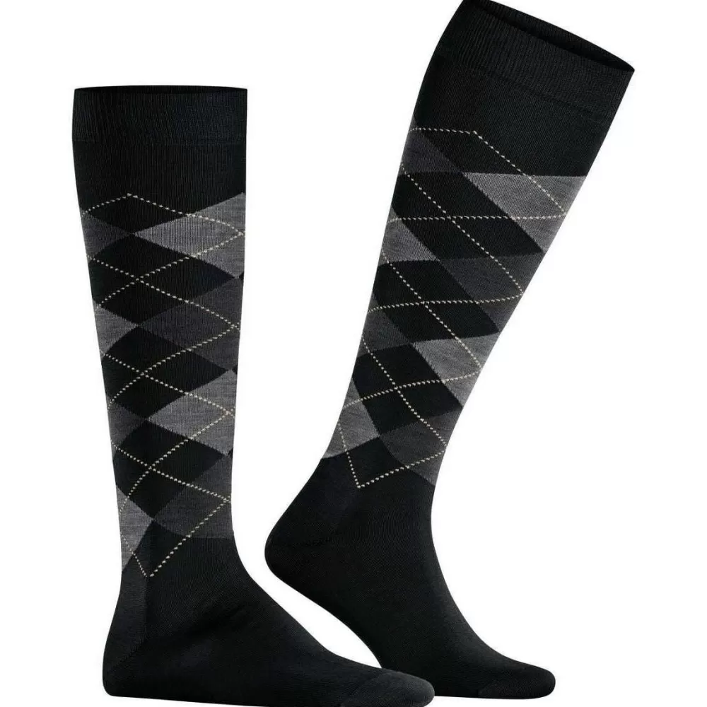 Burlington Men's Socks^Black Manchester Knee High Socks