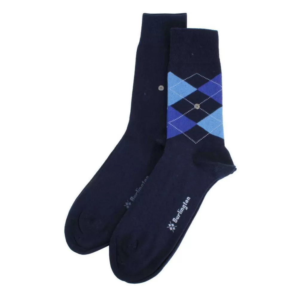 Burlington Men's Socks^Blue Everyday Mix 2 Pack Argyle Socks
