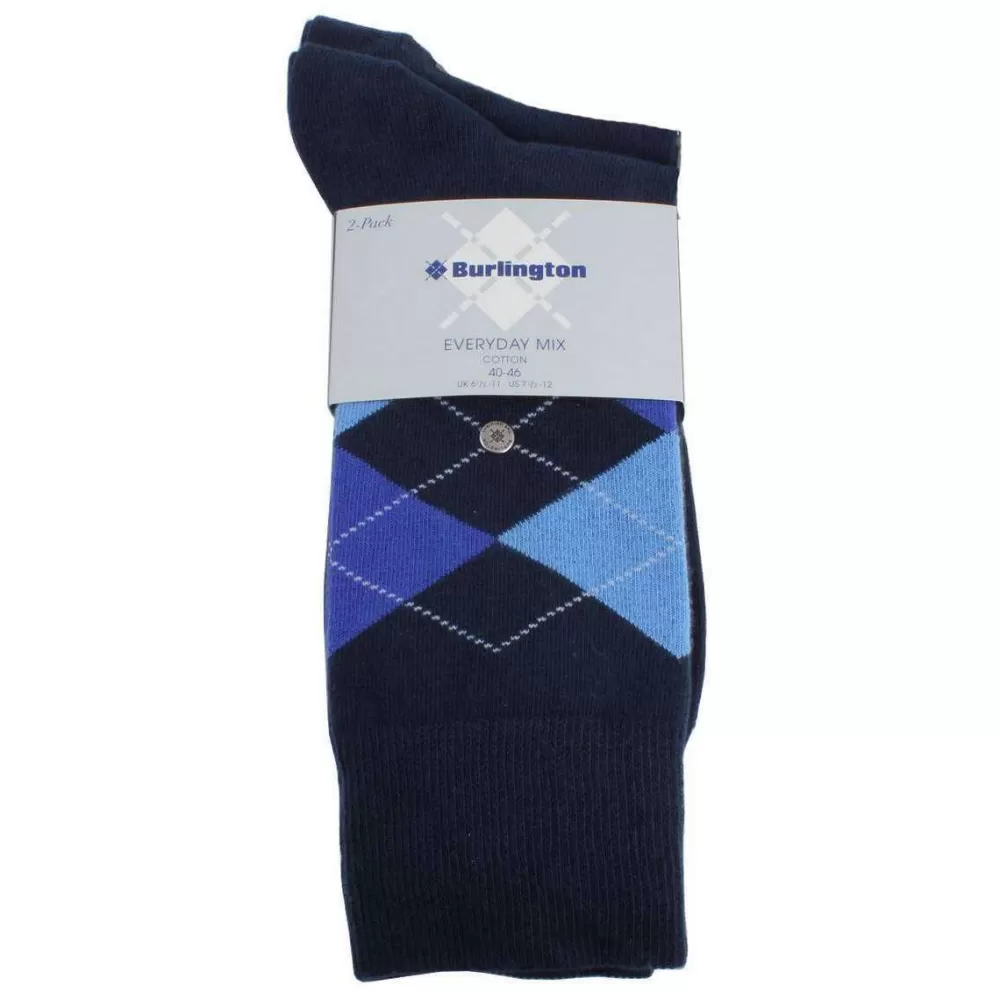 Burlington Men's Socks^Blue Everyday Mix 2 Pack Argyle Socks